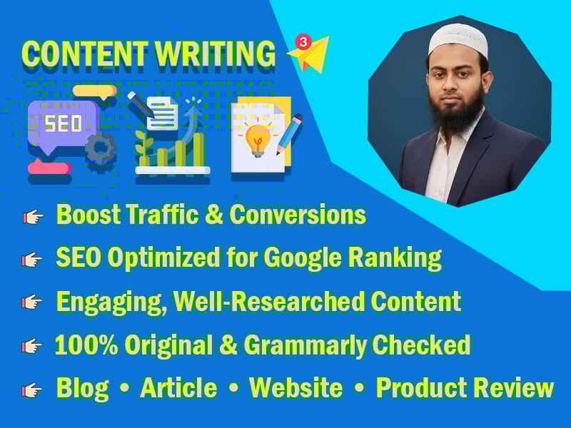 I will create seo optimized content writing, quality blogs to help grow your article faster.
