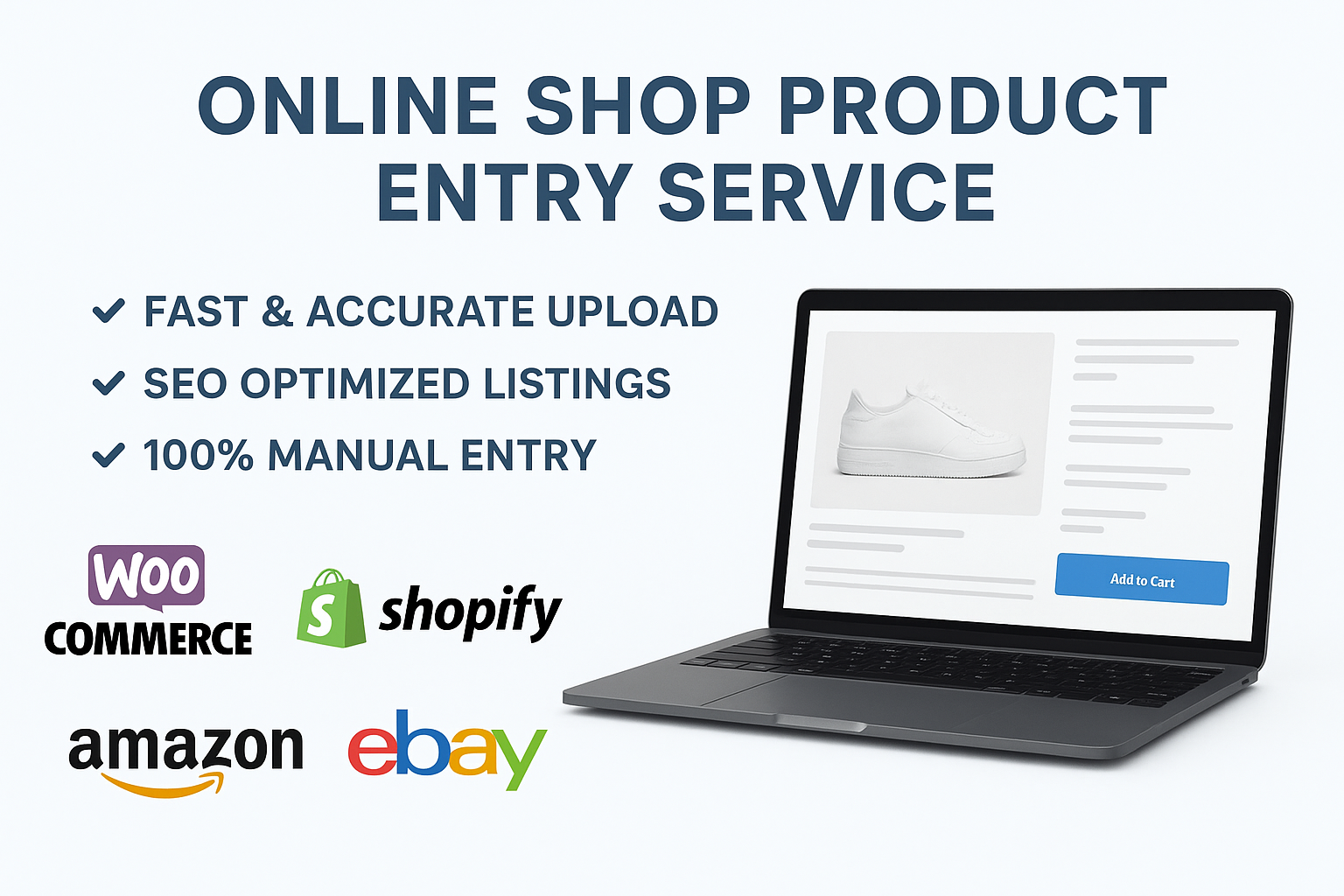 I will do accurate online shop product entry, listing, and data upload for WooCommerce, Shopify