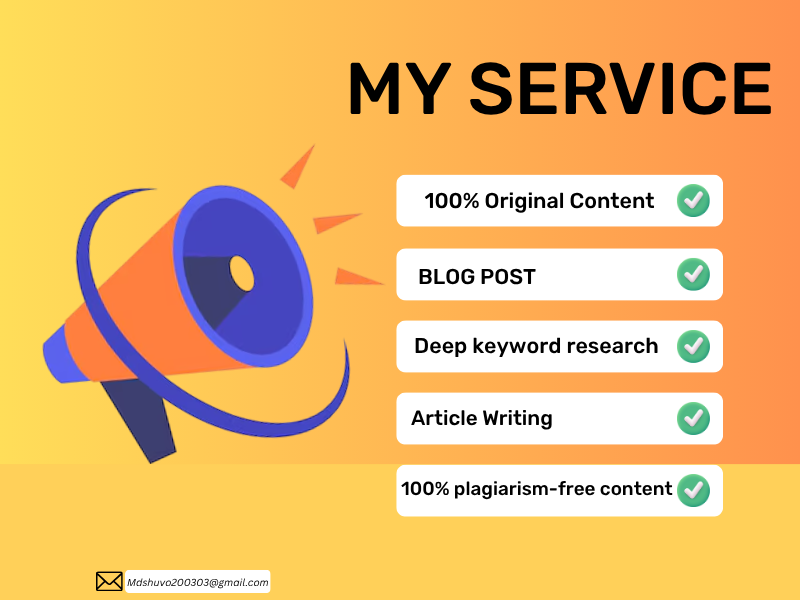 i will provide you Professional Content & Article Writing also Engaging, SEO-Friendly, and Original 