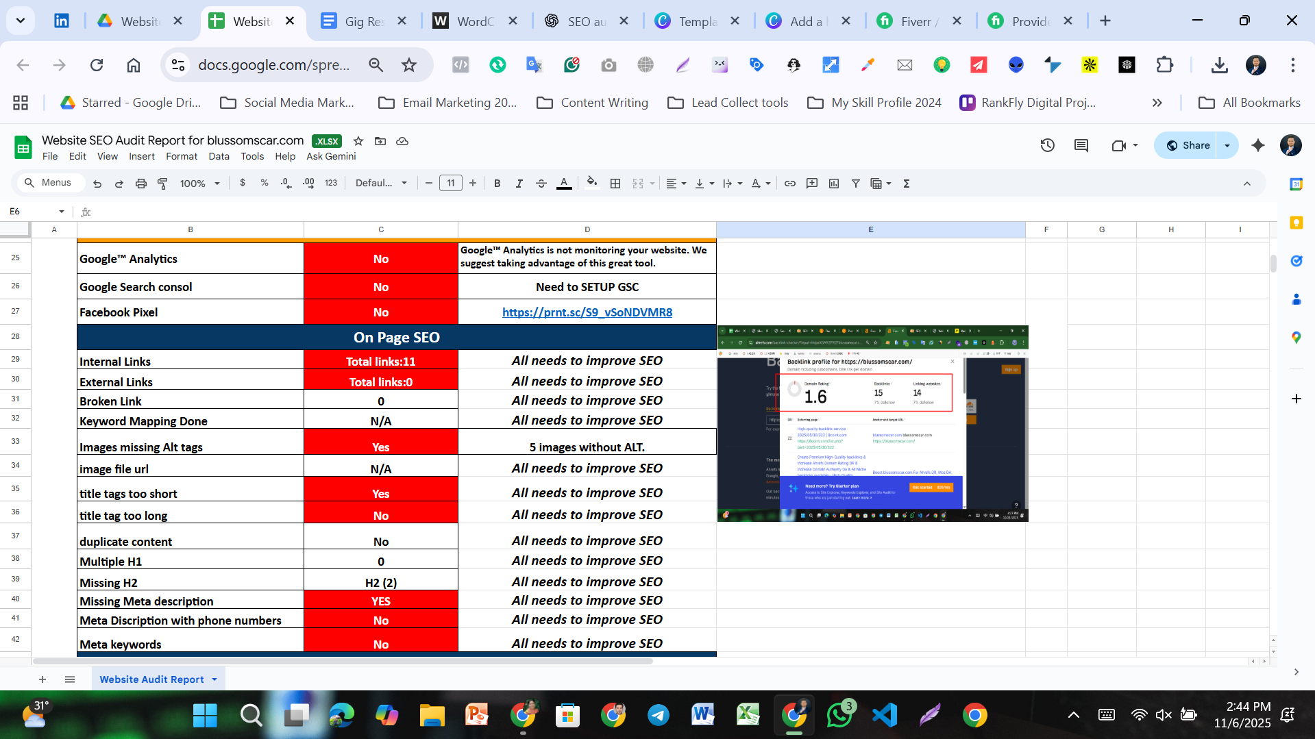 Do technical audit seo website report, site review, fix errors rank google