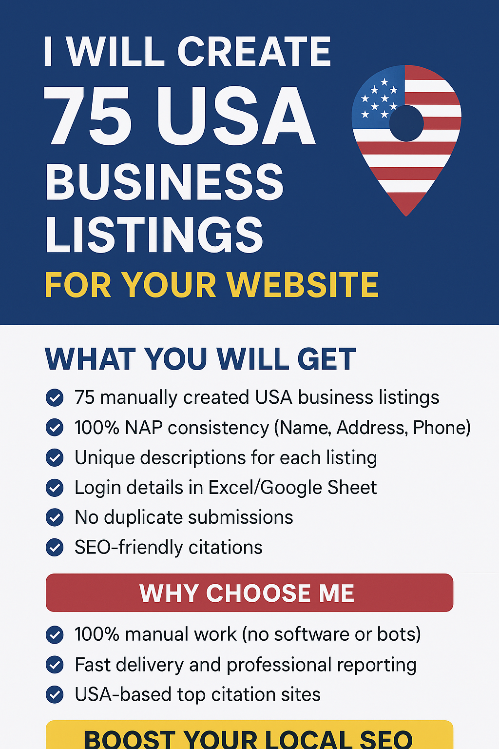 I will create unique 75 USA business listing for your website 